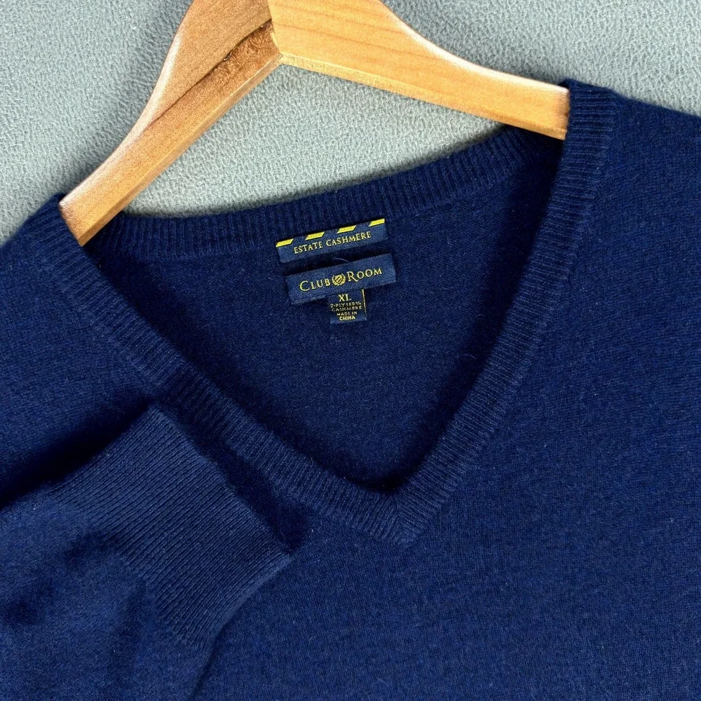 Club Room Sweater Mens XL Navy Blue Estate Cashmere Quiet Luxury Minimalist - Picture 1 of 5